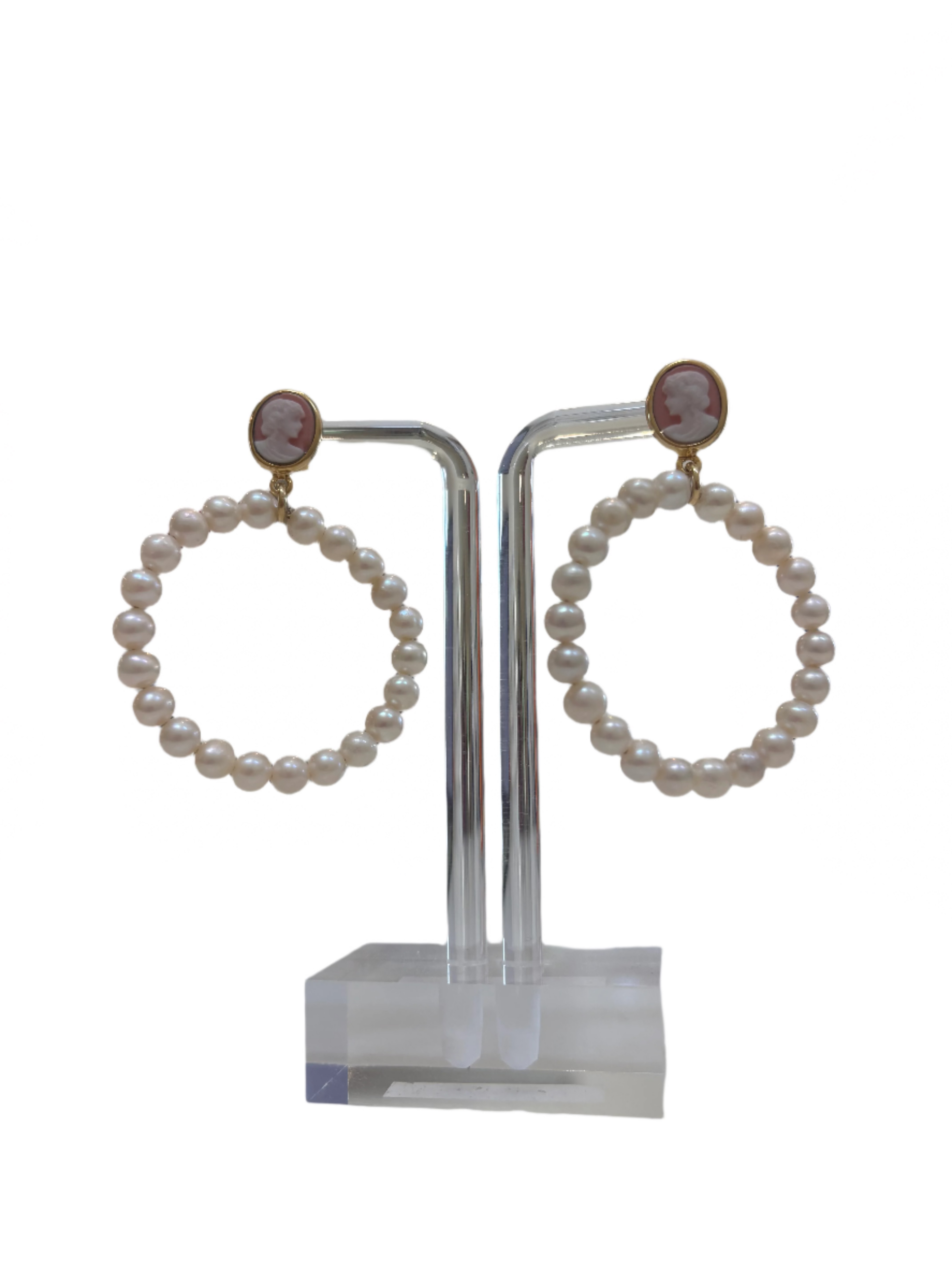 Pink Cameo Earrings