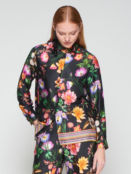 Black Floral Print Shirt