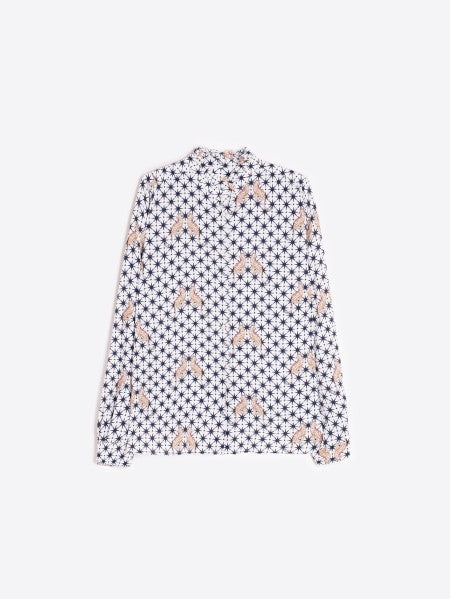 White Shirt with Leopard and Star Print