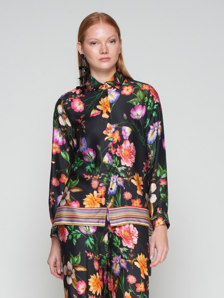 Black Floral Print Shirt