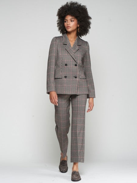 Straight-Leg Houndstooth Knit Trouser