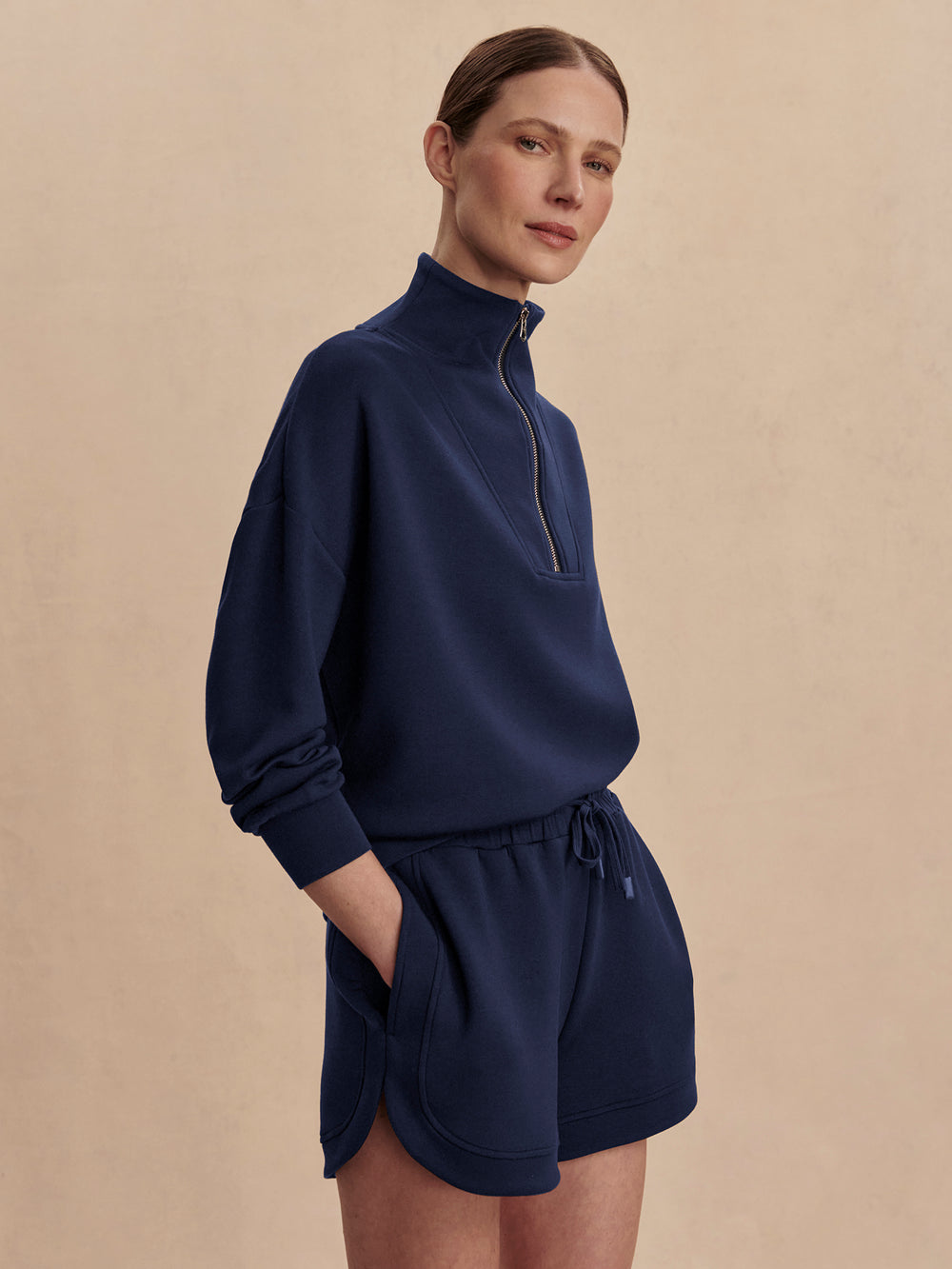 Navy Hawley Half Zip Sweat