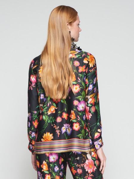 Black Floral Print Shirt